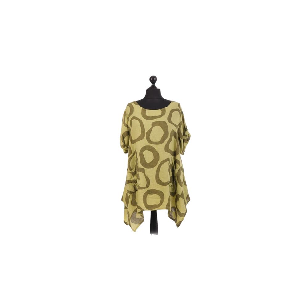 kaktus Top Yellow Lagenlook Boho, Kaktus Made In Italy Dress, XL, Yellow Brown